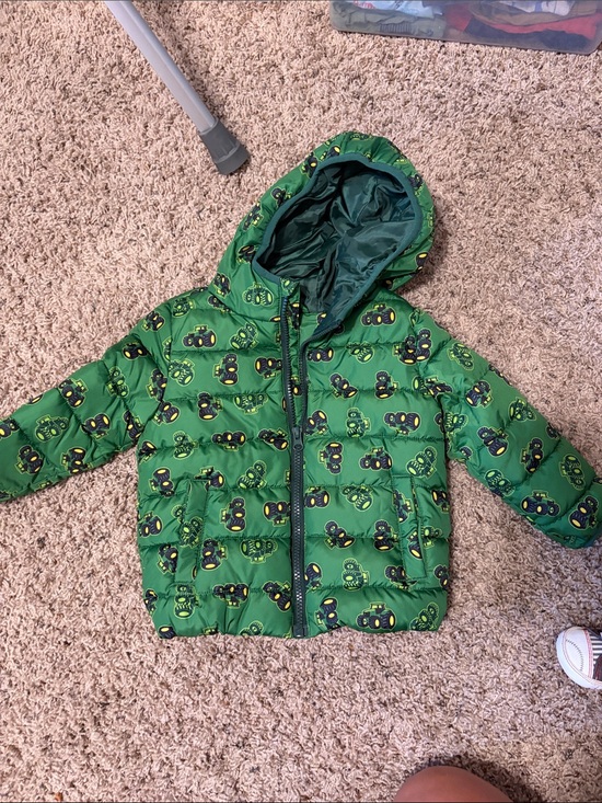 John Deere Other - John Deere Green Tractor-Print Puffer Jacket with Hood